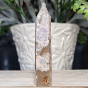 NEW 3.6" - 53g FLOWER AGATE TOWER